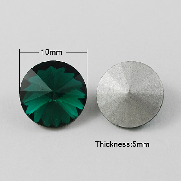 

PandaHall Glass Pointed Back Rhinestone, Rivoli Rhinestone, Back Plated, Cone, Dark Green, 10x5mm Glass Rhinestone Cone Green