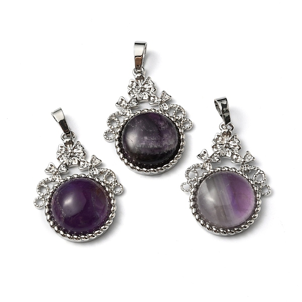 

PandaHall Natural Amethyst Pendants, with Rack Plating Brass Findings, Cadmium Free & Lead Free, Flat Round & Flower...