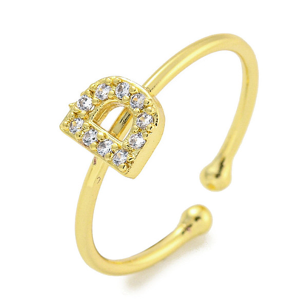

PandaHall Rack Plating Brass Open Cuff Rings for Women, with Cubic Zirconia, Cadmium Free & Lead Free, Long-Lasting Plated, Letter, Letter D...