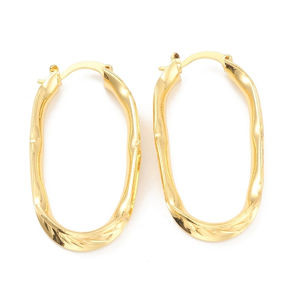 

PandaHall Brass Stud Earring Findings, Half Hoop Earrings, Oval, Real 18K Gold Plated, 41.5x21x5.5mm, Pin: 0.5mm Brass Oval