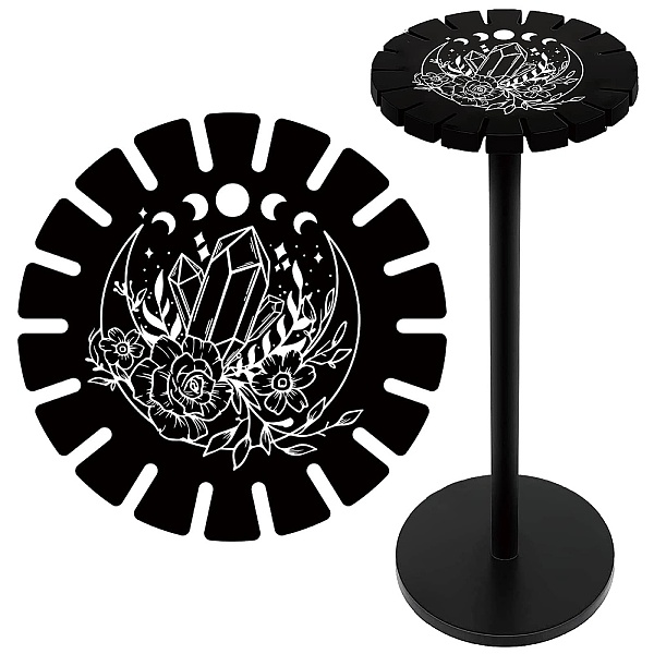 PandaHall CRASPIRE Moon Phase Flower Pendulum Crystal Holder Divination Dowsing Wheel Black Display Stand Vintage Rome Witch Stuff Wooden...
