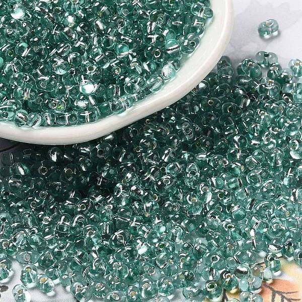 

PandaHall Baking Paint Glass Seed Beads, Peanut, Medium Turquoise, 3.5~4x2~2.5x2~2.3mm, Hole: 0.8mm, about 8000pcs/pound Glass Peanut