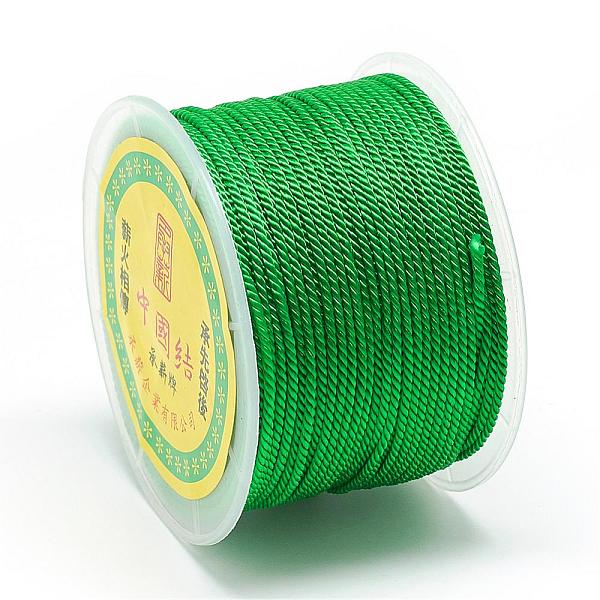 

PandaHall Nylon Threads, Milan Cords/Twisted Cords, Green, 1.5~2mm, about 54.68 yards(50m)/roll Nylon Green