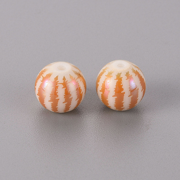 

PandaHall Electroplate Glass Beads, Round with Watermelon Line Pattern, Rose Gold Plated, 10mm, Hole: 1.2mm Glass Others