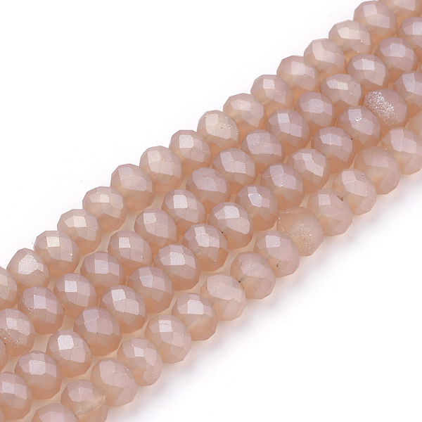 

PandaHall Electroplate Glass Beads Strands, Faceted, Matte Style, Rondelle, Dark Salmon, 8x6mm, Hole: 1mm, about 72pcs/strand, 17.3 inch..., Red