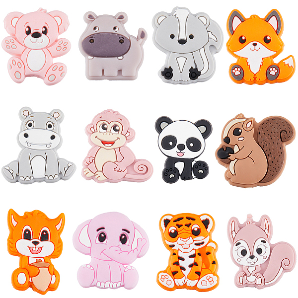 

PandaHall SUNNYCLUE 12Pcs 12 Style Food Grade Eco-Friendly Silicone Beads, Chewing Beads For Teethers, DIY Nursing Necklaces Making, Mixed..., Multicolor