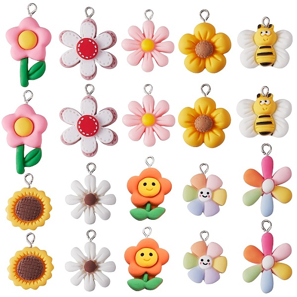 

PandaHall 20Pcs 10 Style Resin Pendants, with Platinum Iron Peg Bail, Mixed Shape, Mixed Color, 23~31.5x17~24x5~8.5mm, Hole: 2mm, 2pcs/style...