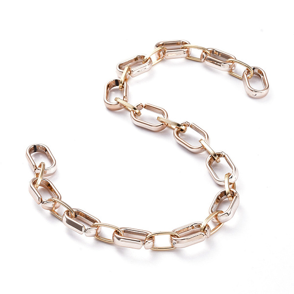 

PandaHall Handmade CCB Plastic Cable Chains, with Aluminium Paperclip Linking Ring, Unwelded, Golden & Rose Gold, Links: 15.5x8x2mm and...
