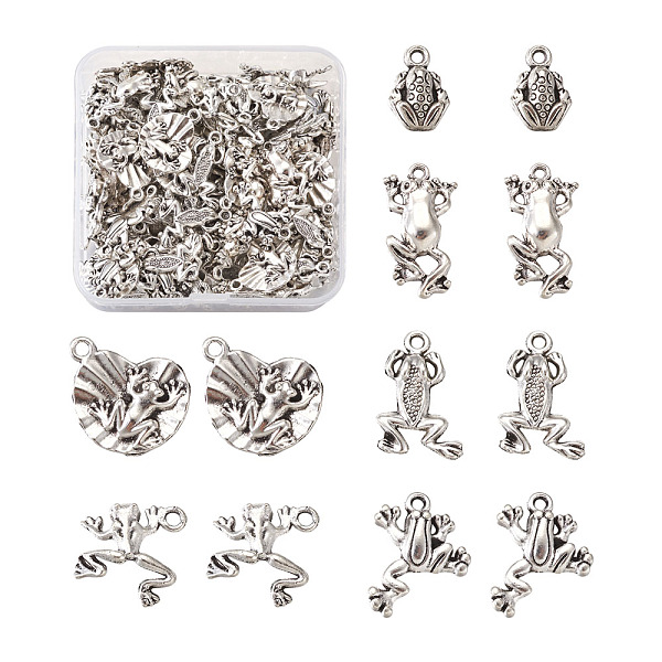 

PandaHall Tibetan Style Alloy Frog Shape Pendants & Rhinestone Settings, Antique Silver, 21x13x3mm, Hole: 2mm, 120pcs/box Alloy Frog