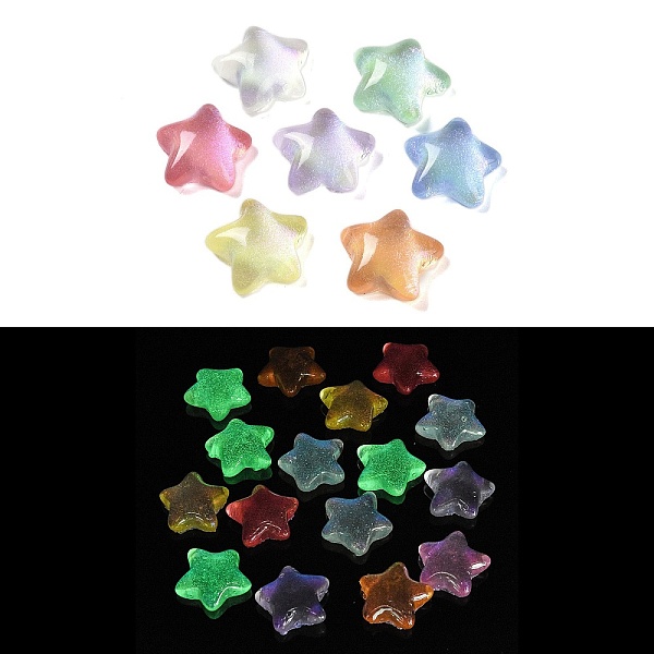 

PandaHall Luminous Resin Decoden Cabochons, Glow in the Dark, Star, Mixed Color, 21x22x8mm Resin Star Multicolor
