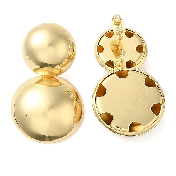 

PandaHall Brass Stud Earrings for Women, Flat Round, Golden, 41x24mm Brass Flat Round