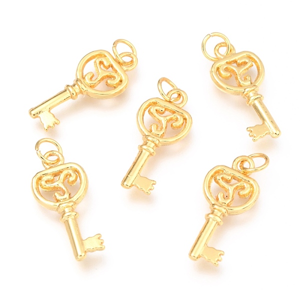 

PandaHall Alloy Pendants, Long-Lasting Plated, with Jump Ring, Key, Real 18K Gold Plated, 22x9.5x2.7mm, Hole: 3.5mm Alloy Key