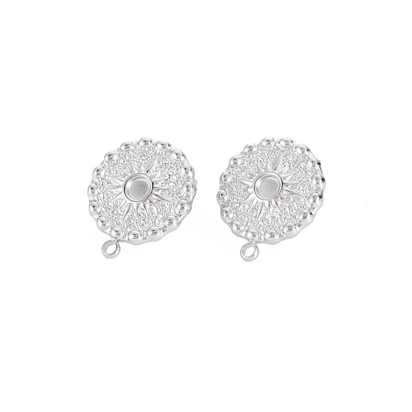 

PandaHall 304 Stainless Steel Stud Earring Findings, Earring Setting for Enamel, with Ear Nuts and Loop, Flat Round with Sun, Stainless...