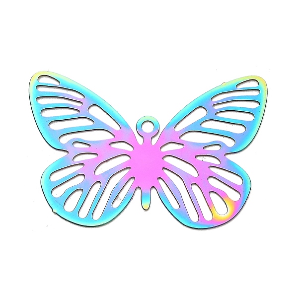

PandaHall 201 Stainless Steel Pendants, Etched Metal Embellishments, Butterfly Charm, Rainbow Color, 19x29x0.3mm, Hole: 1.5mm 201 Stainless...