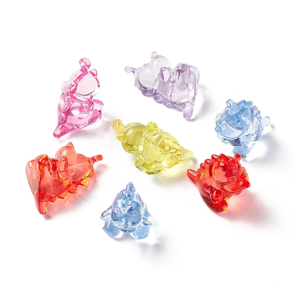 

PandaHall Transparent Acrylic Pendants, Dinosaur, Mixed Color, 42x39x28mm, Hole: 3mm, about 41pcs/bag Acrylic Dinosaur Multicolor