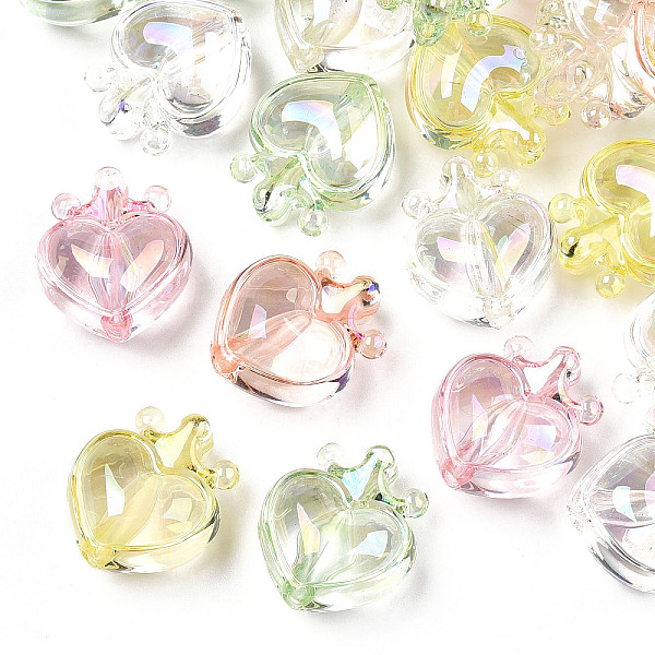 

PandaHall UV Plating Transparent Rainbow Iridescent Acrylic Beads, Heart with Crown, Mixed Color, 24.5x21.5x14mm, Hole: 3mm Acrylic Heart..., Multicolor