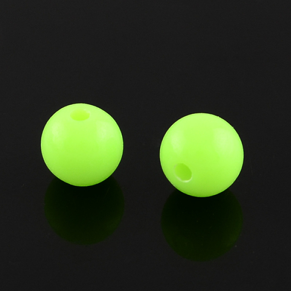 

PandaHall Fluorescent Acrylic Beads, Round, Green Yellow, 8mm, Hole: 1.5mm, about 1700pcs/500g Acrylic Round Green