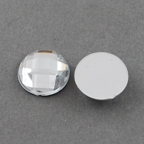 

PandaHall Acrylic Rhinestone Cabochons, Flat Back, Faceted, Half Round, Clear, 25x8mm, about 100pcs/bag Acrylic Rhinestone Half Round Clear