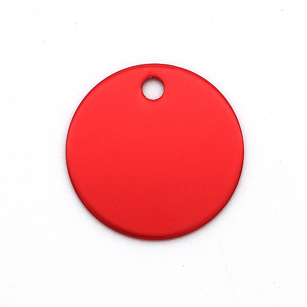 PandaHall Colored Aluminum Pendants, Laser Cut, Double Sided Dog Pet Name Phone Number ID Tag Charm, Flat Round, Red, 25x1mm, Hole: 3mm...
