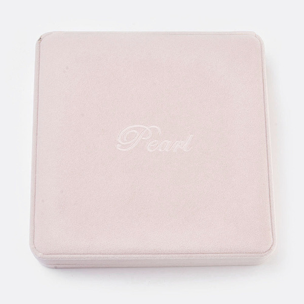 

PandaHall Square Plastic Covered with Velvet Necklace Boxes, Lavender Blush, 19x19x3.8cm Velvet Square Pink