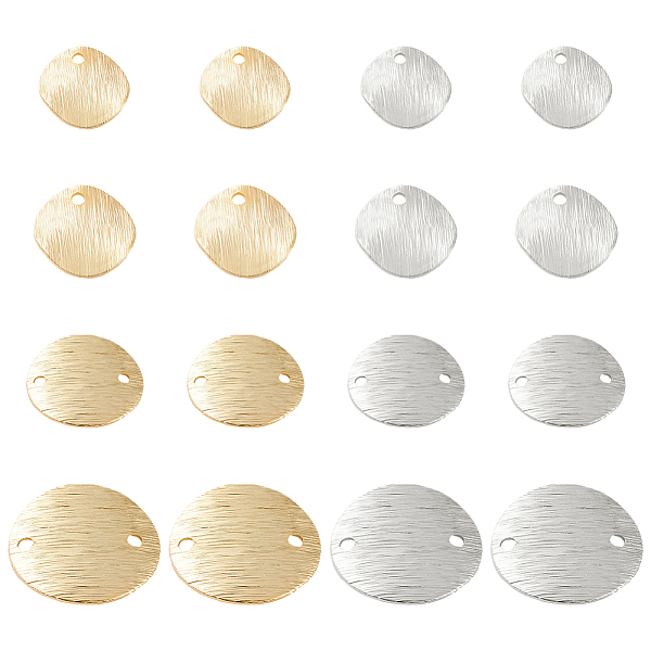 

PandaHall BENECREAT 32Pcs 8 Style Brass Charms, Flat Round, Golden & Silver, 10~18x1mm, Hole: 1.2mm, 4pcs/style Brass Flat Round