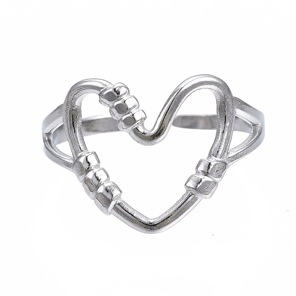 

PandaHall 304 Stainless Steel Heart Open Cuff Ring, Hollow Chunky Ring for Women, Stainless Steel Color, US Size 7(17.3mm) 304 Stainless...