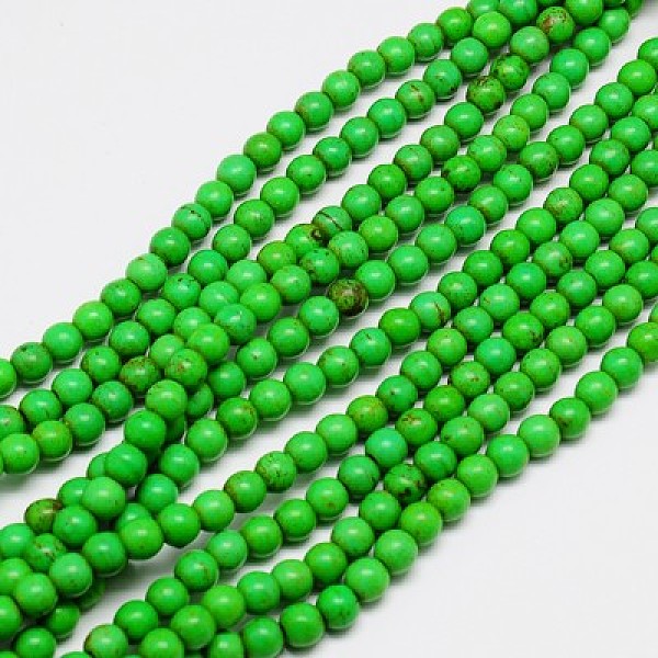 

PandaHall Synthetic Turquoise Beads Strands, Dyed, Round, Lime Green, 4mm, Hole: 1mm, about 110pcs/strand, 15.6 inch Synthetic Turquoise...