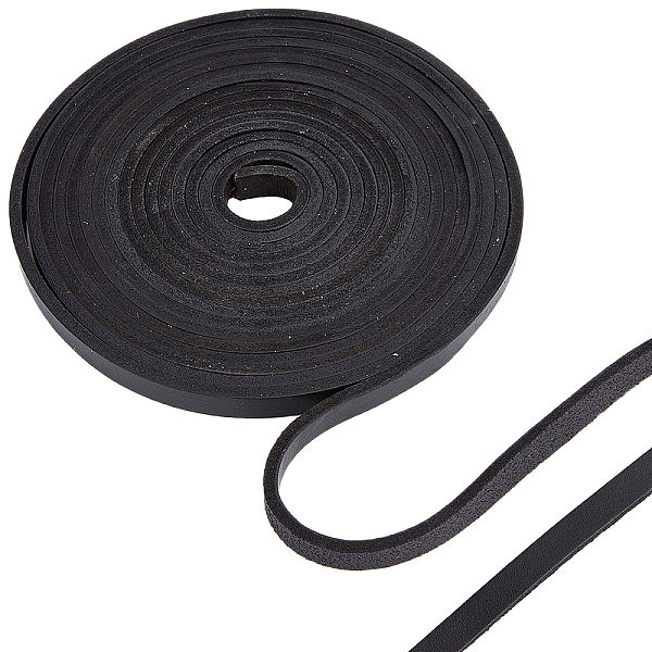 

PandaHall Gorgecraft Flat Cowhide Leather Cord, for Jewelry Making, Black, 10.5x4mm Cowhide Flat Black