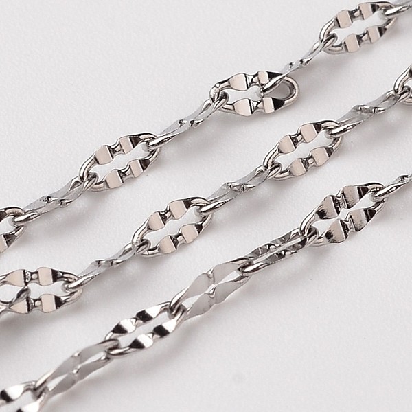 

PandaHall 304 Stainless Steel Cable Chains, Dapped Chains, Soldered, with Flat Oval Connector, Stainless Steel Color, 4.5x2mm 304 Stainless...