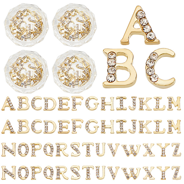 

PandaHall OLYCRAFT 104pcs (4 Sets) Gold Rhinetone Letters Nail Studs 26-Letters Charms with Rhinestone A~Z Letter Rhinestone Resin Fillers...