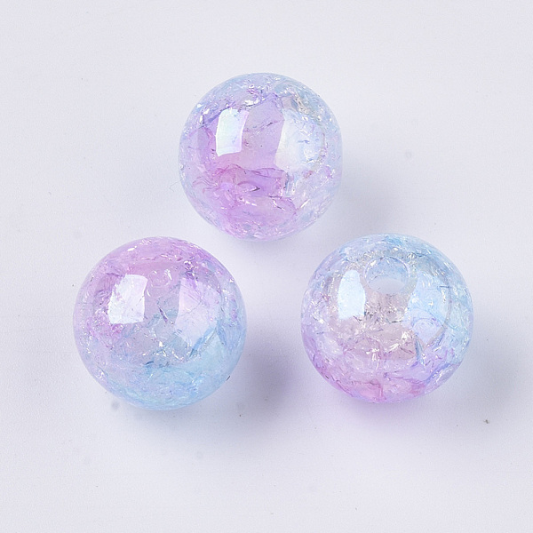 UV Plating Transparent Crackle Acrylic Beads