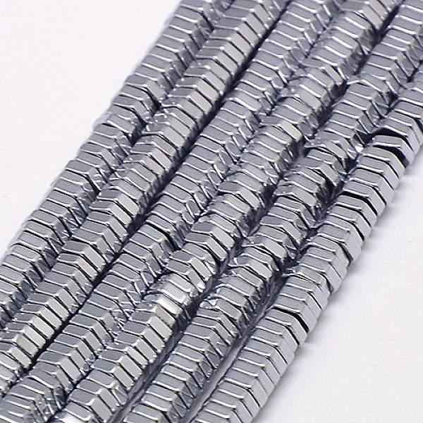 

PandaHall Electroplate Non-magnetic Synthetic Hematite Beads Strands, Hexagon, Grade A, Platinum Plated, 3x1mm, Hole: 1mm, about...