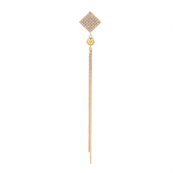 

PandaHall Brass Micro Pave Clear Cubic Zirconia Stud Earring Findings, for Half Drilled Beads, Nickel Free, Rhombus with Long Chain Tassel...