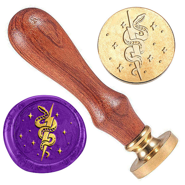 

PandaHall Golden Plated Brass Sealing Wax Stamp Head, with Wood Handle, for Envelopes Invitations, Gift Cards, Snake, 83x22mm, Head: 7.5mm...