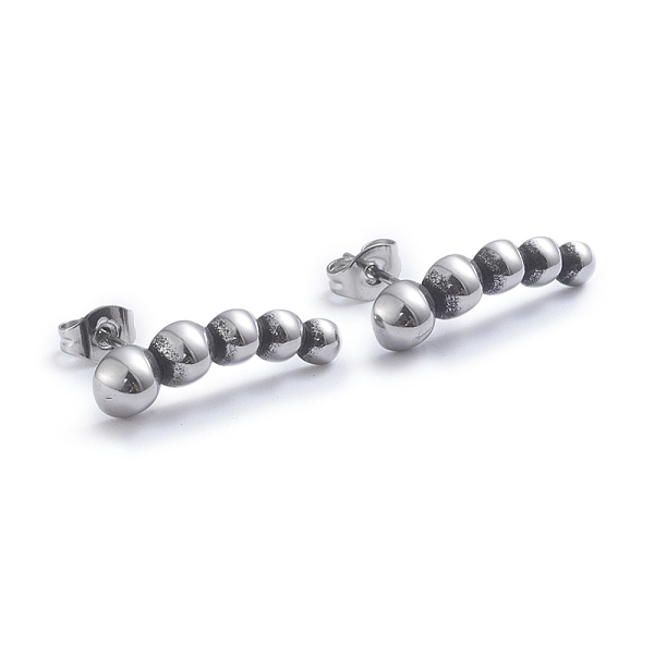 

PandaHall Retro 304 Stainless Steel Stud Earrings, with Ear Nuts, Antique Silver, 22x5.5mm, Pin: 0.7mm 304 Stainless Steel Others