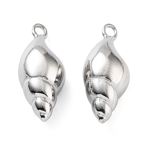 

PandaHall 201 Stainless Steel Pendants, Conch Charm, Stainless Steel Color, 22x9x7mm, Hole: 1.8mm 201 Stainless Steel Others
