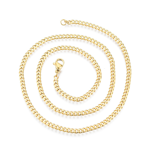 

PandaHall Men's 201 Stainless Steel Cuban Link Chain Necklace, Golden, 17.72 inch(45cm), Wide: 3mm 201 Stainless Steel