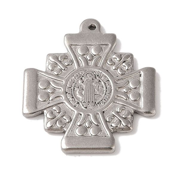 

PandaHall 304 Stainless Steel Pendants, Cross with Cssml Ndsmd Cross God Father/Saint Benedict, Stainless Steel Color, 44.5x39x3mm, Hole...
