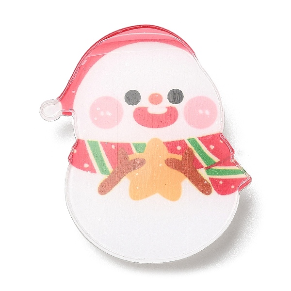 

PandaHall Christmas Theme Acrylic Brooch, with 201 Stainless Steel Pin, Snowman, 32x28x7mm Acrylic Snowman