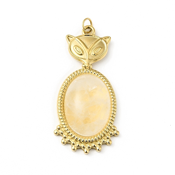 

PandaHall Fox Natural Quartz Crystal Pendants, with Ion Plating(IP) Golden Tone 304 Stainless Steel Findings, Oval Charm, 38x18.5x7.5mm...