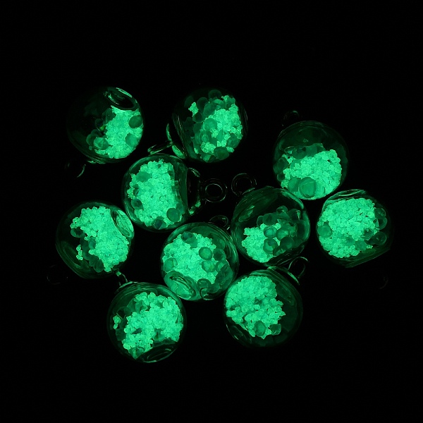 

PandaHall Glow in the Dark Luminous Glass Globe Pendants, with Golden Plated Plastic Pendant Bails, Round, Dark Turquoise, 21.5x16mm, Hole...
