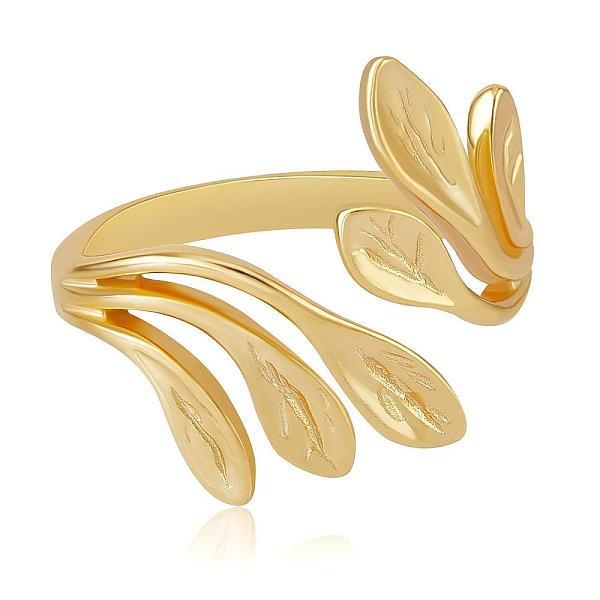 

PandaHall Leaf Ring 925 Sterling Silver Adjustable Open Ring Wrap Around Leaf Ring Peace Sign Ring Plant Ring Jewelry Gift for Women, Golden...