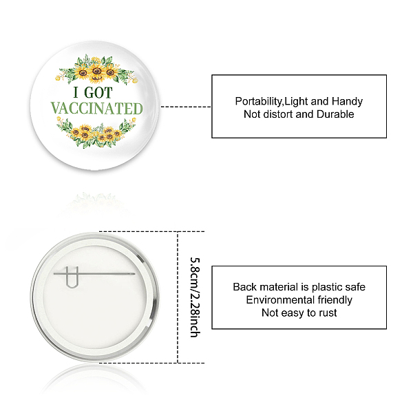 

PandaHall Tinplate Brooch, with Plastic Bottom & Iron Pin, Flat Round, Colorful, Word, 58x4mm, 9pcs/set Tinplate Word