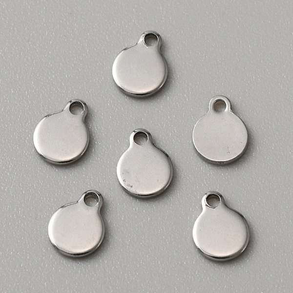 

PandaHall 304 Stainless Steel Blank Charms, Flat Round, Stainless Steel Color, 6.5x5x0.8mm, Hole: 1mm 304 Stainless Steel Flat Round