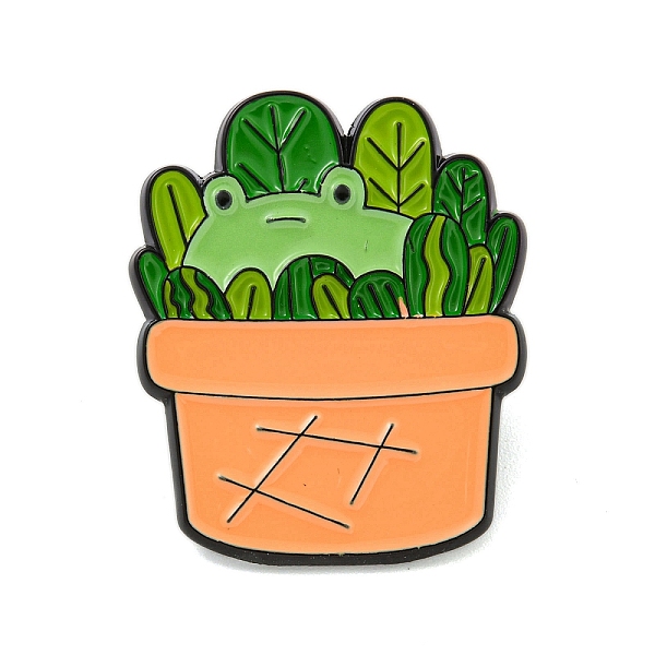 

PandaHall Potted Plant Black Alloy Brooches, Enamel Pins for Backpack Clothes, Frog, 31x25.5x1.5mm Alloy+Enamel Frog