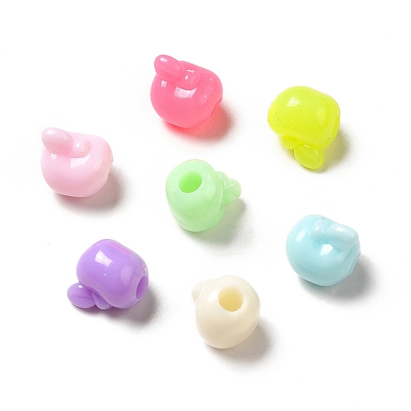 

PandaHall Macaron Color Opaque Acrylic Beads, Apple, Mixed Color, 9x9x8mm, Hole: 3mm, about 2000pcs/500g Acrylic Fruit Multicolor