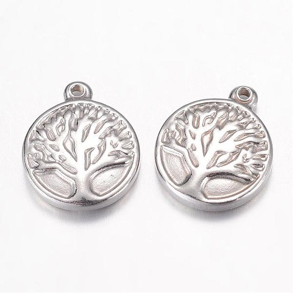

PandaHall 304 Stainless Steel Charms, Flat Round with Tree of Life, Stainless Steel Color, 15.5x13x3mm, Hole: 1mm 304 Stainless Steel Flat...