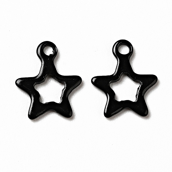

PandaHall Spray Painted 201 Stainless Steel Charms, Star Charms, Black, 10.5x9x1mm, Hole: 1.2mm 201 Stainless Steel Star Black