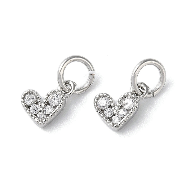 

PandaHall Rack Plating Brass Micro Pave Cubic Zirconia Pendants, Cadmium Free & Lead Free, Long-Lasting Plated, Heart, Platinum, 6x7x1.5mm..., Clear