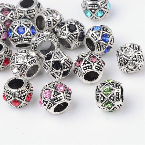 

PandaHall Alloy Rhinestone Rondelle Large Hole European Beads, Antique Silver, Mixed Color, 11x9mm, Hole: 5mm Alloy+Rhinestone Rondelle..., Multicolor